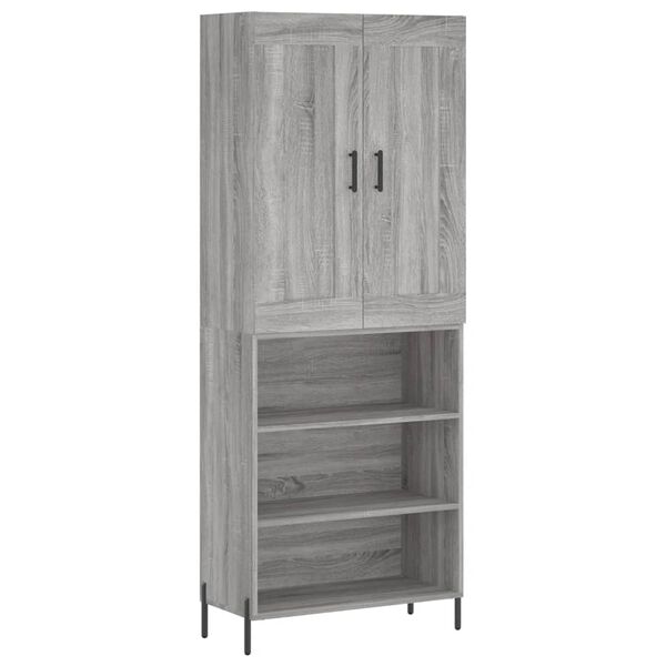 vidaXL Ντουλάπι Γκρι Sonoma 69,5 x 34 x 180 εκ. Επεξεργασμένο Ξύλο