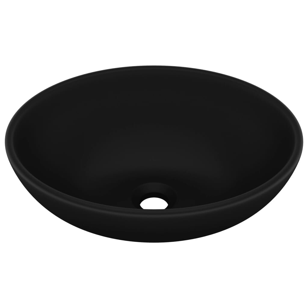 vidaXL Νιπτήρας Πολυτελής Οβάλ Μαύρο Ματ 40 x 33 εκ. Κεραμικός