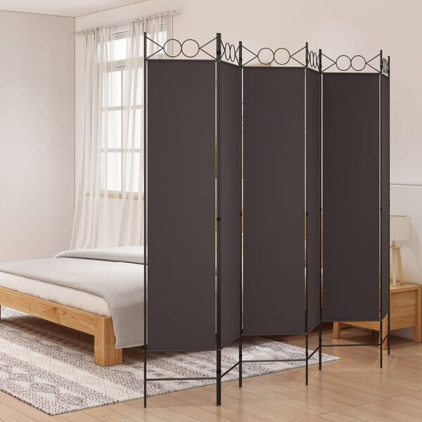 vidaXL Διαχωριστικό Δωματίου με 6 Πάνελ Καφέ 240x200 εκ. από Ύφασμα
