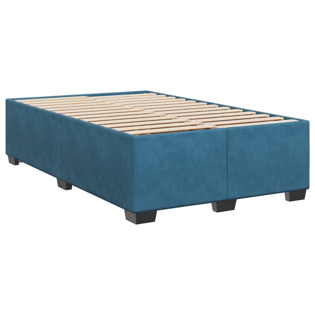 vidaXL Κρεβάτι Boxspring με Στρώμα Σκούρο Μπλε 120x190 εκ. Βελούδινο