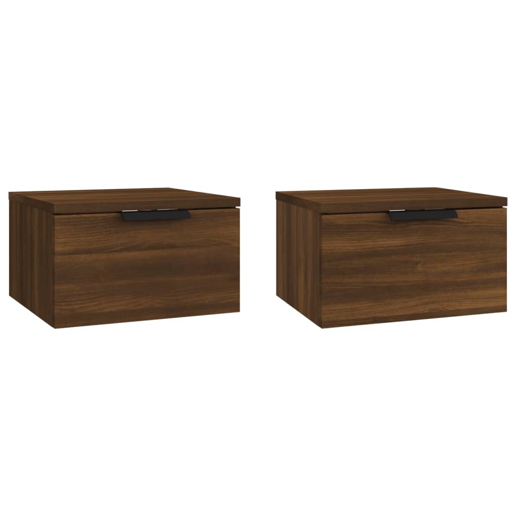 vidaXL Κομοδίνα Επιτοίχια 2 τεμ. Καφέ Δρυς 34 x 30 x 20 εκ.