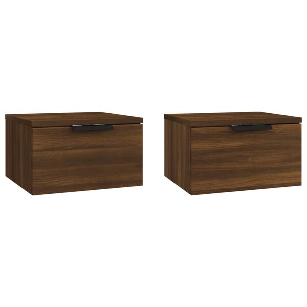 vidaXL Κομοδίνα Επιτοίχια 2 τεμ. Καφέ Δρυς 34 x 30 x 20 εκ.
