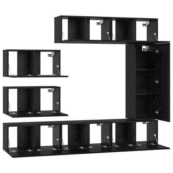 vidaXL Σετ Καθισμάτων Τηλεόρασης 8 pcs Μαύρη Δρυς 30.5 x 30 x 90 cm