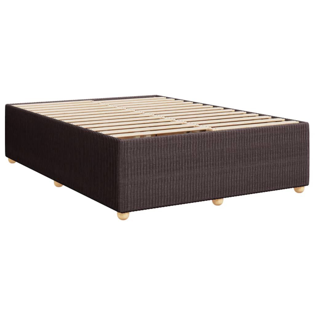 vidaXL Κρεβάτι Boxspring με Στρώμα Σκούρο Καφέ 140x200 εκ Υφασμάτινο