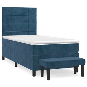 vidaXL Κρεβάτι Boxspring με Στρώμα Σκούρο Μπλε 80 x 200 εκ. Βελούδινο