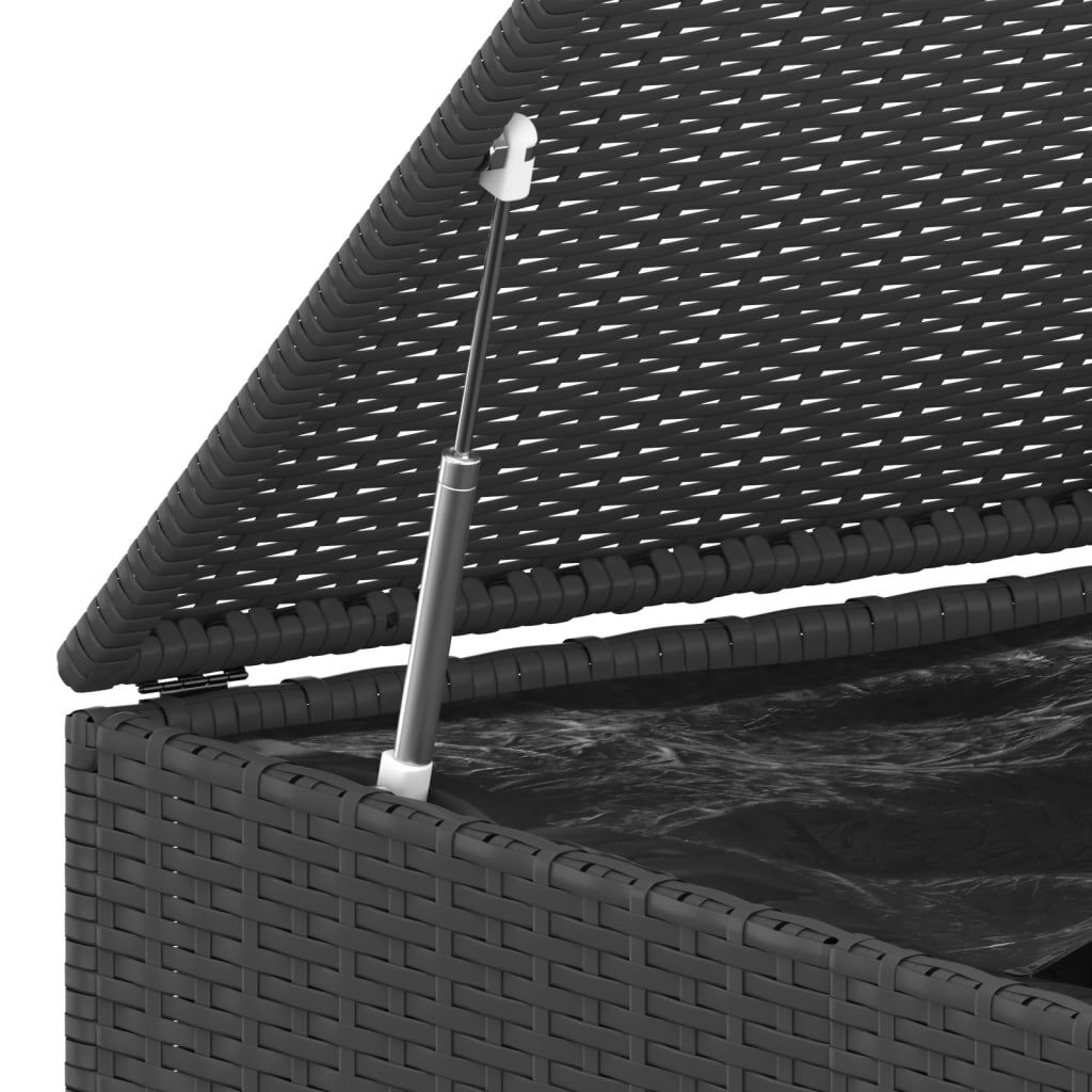 vidaXL Κουτί Μαξιλαριού Κήπου Μαύρο 194x100x103 εκ. Ρατάν Πολυαιθ.