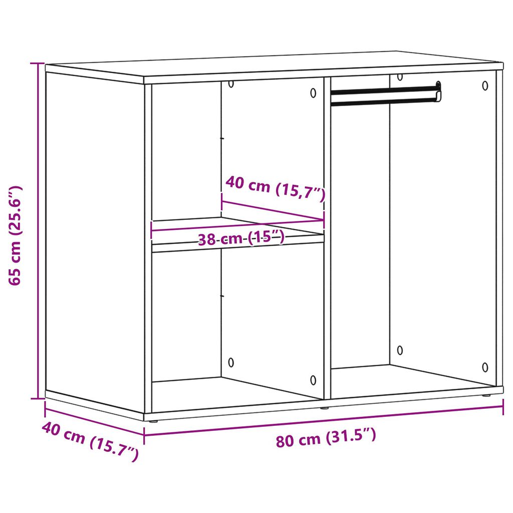 vidaXL Μαύρος Δρυς Καλλυντικό Ντουλάπι - 80x40x65 εκ