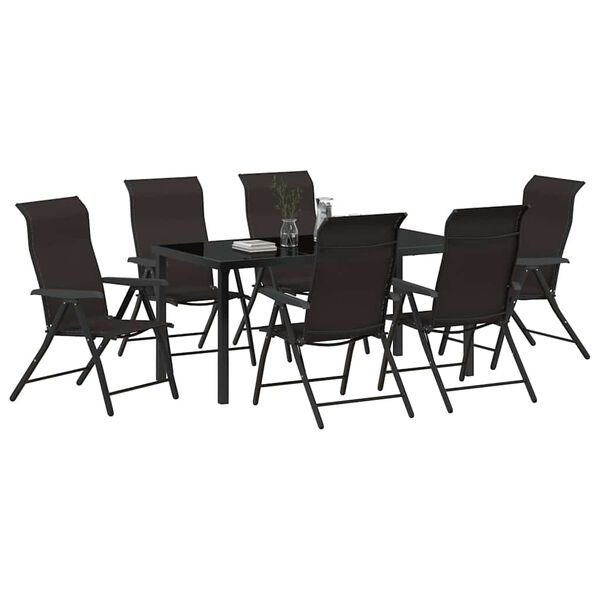 vidaXL Σέτ φαγητού για κήπο 7 pcs Μαύρος καφές Πολυ ράταν