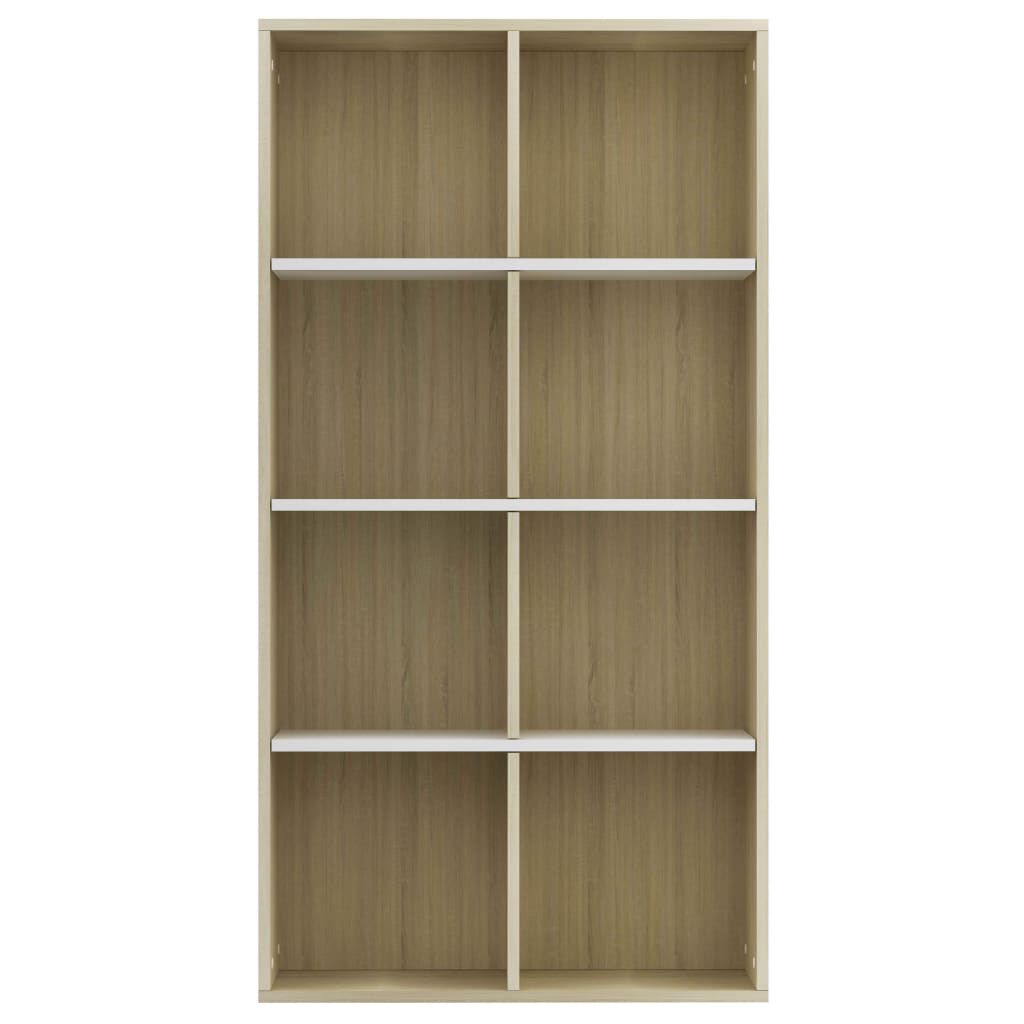 vidaXL Ραφιέρα/Βιβλιοθήκη Λευκή/Sonoma 66x30x130 εκ. από Μοριοσανίδα