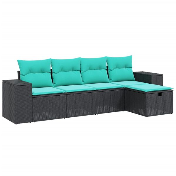 vidaXL Σαλόνι Κήπου 5 Τεμαχίων Γκρι από Συνθετικό Ρατάν με Μαξιλάρια