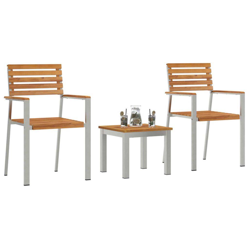 vidaXL Σέτ φαγητού για κήπο 3 pcs Καφέ Μασίφ ξύλο teak