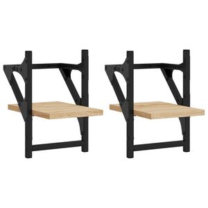 vidaXL Ράφια Τοίχου με Μπάρα 2 τεμ. Sonoma Δρυς 20 x 25 x 30 εκ.