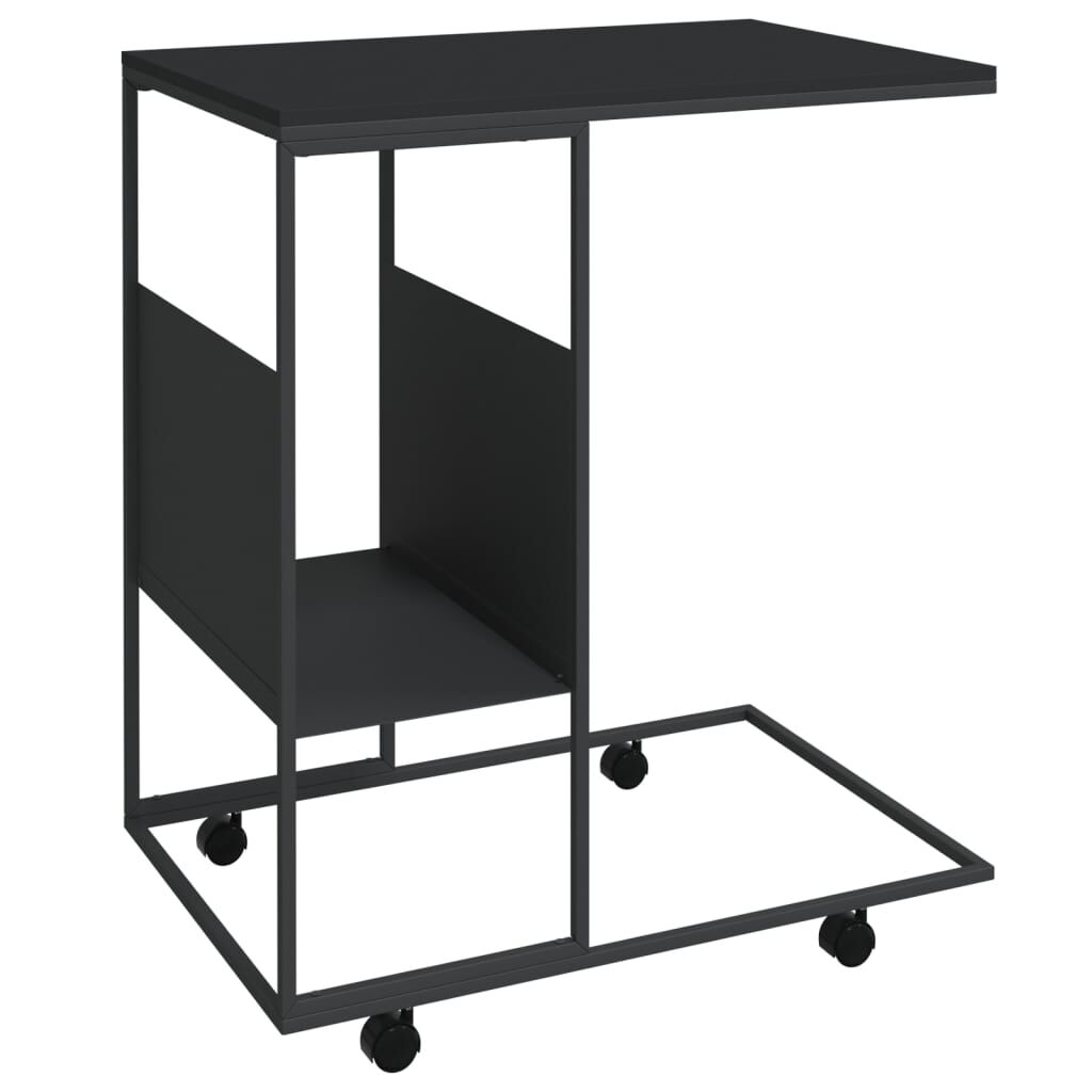 vidaXL Βοηθητικό Τραπέζι με Ρόδες Μαύρο 55 x 36 x 63,5 εκ. Επεξ. Ξύλο