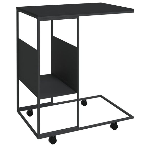 vidaXL Βοηθητικό Τραπέζι με Ρόδες Μαύρο 55 x 36 x 63,5 εκ. Επεξ. Ξύλο