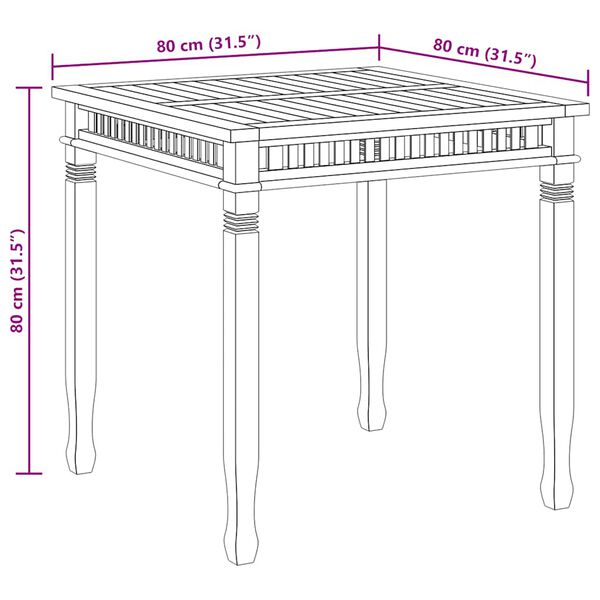 vidaXL Τραπεζαρία Κήπου 80 x 80 x 80 εκ. από Μασίφ Ξύλο Teak