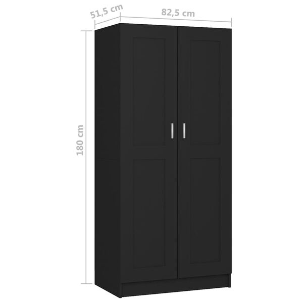 vidaXL Ντουλάπα Μαύρη 85,2 x 51,5 x 180 εκ. από Επεξ. Ξύλο
