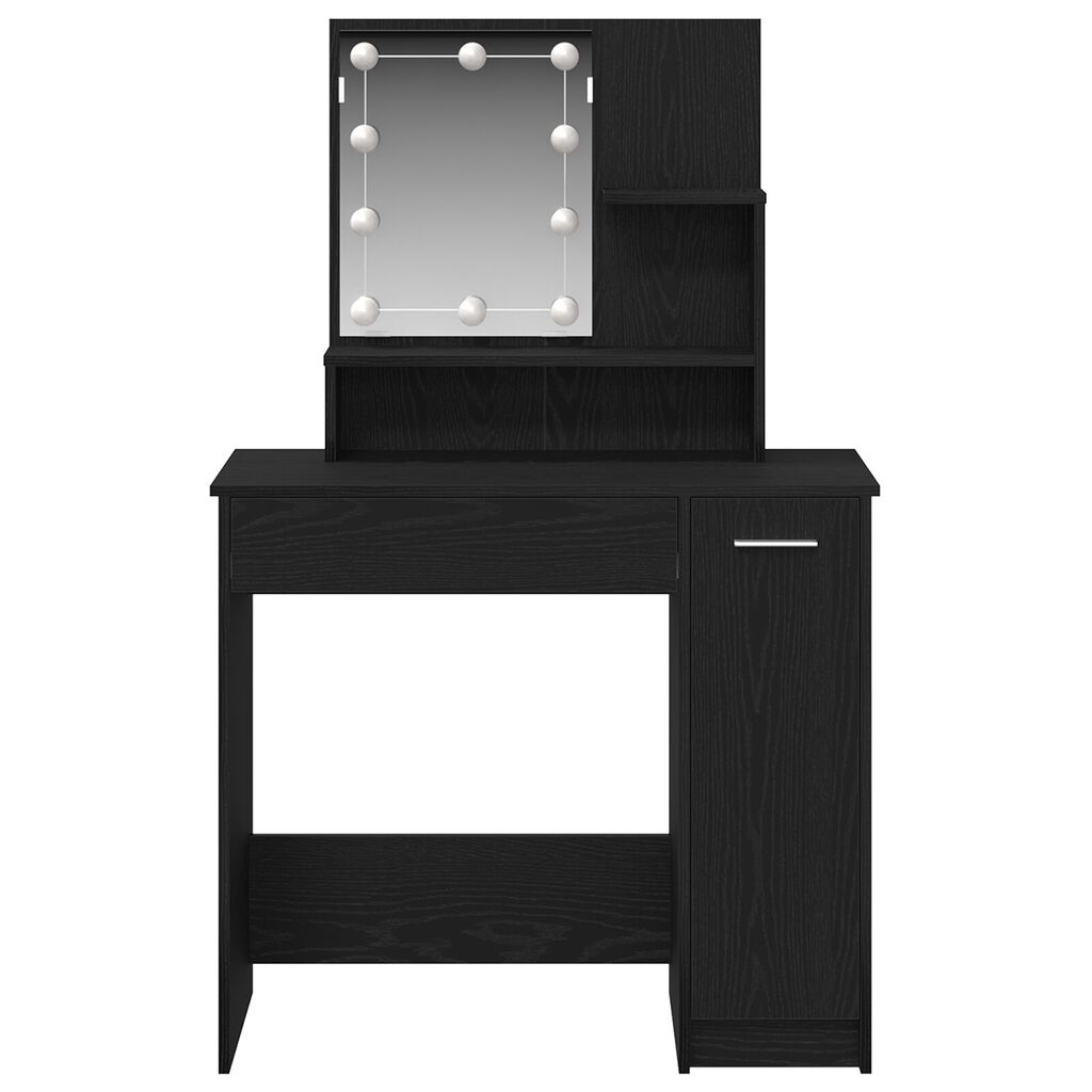 vidaXL LED Καθρέφτης Μακιγιάζ σε Μαύρη Δρυ - 86.5 x 35 x 136 εκ