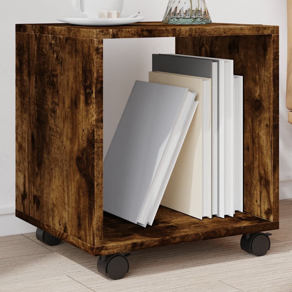 vidaXL Ντουλάπι Με Ροδάκια Καπνιστή Δρυς 37x33x42,5 εκ. Επεξ. Ξύλο