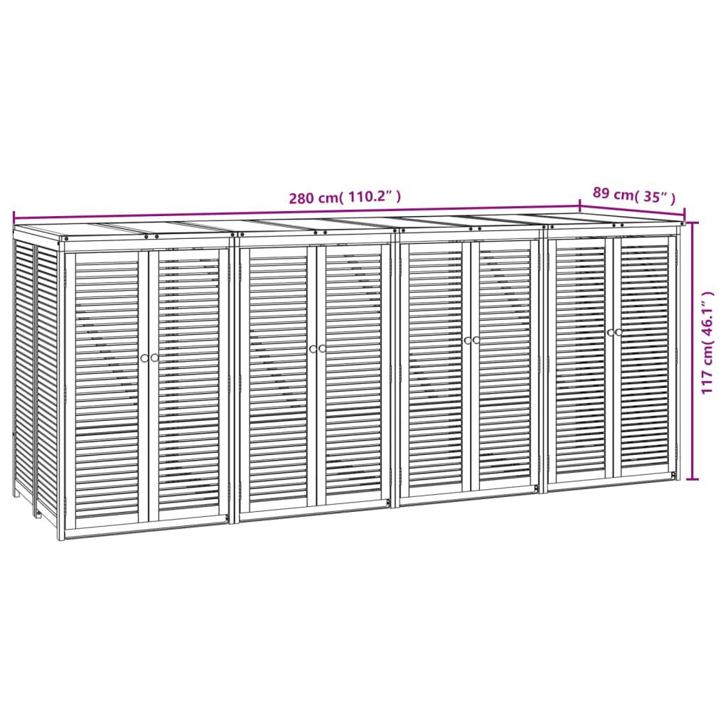 vidaXL Πλαίσιο Τετραπλού Κάδου Απορριμάτων 280x89x117 εκ. Μασίφ Ακακία