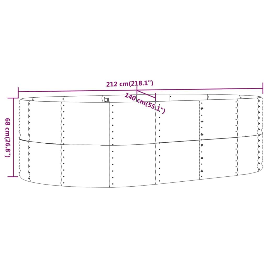 vidaXL Ζαρντινιέρα Ανθρακί 212x140x68εκ Ατσάλι Με Ηλεκτρ. Βαφή Πούδρας