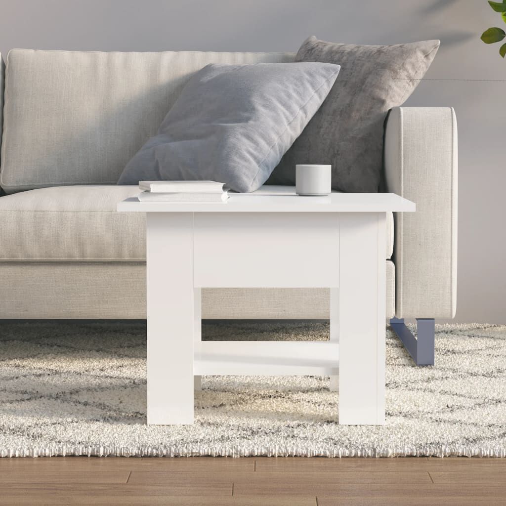 vidaXL Τραπεζάκι Σαλονιού Γυαλ. Λευκό 55 x 55 x 42 εκ. Επεξεργ. Ξύλο