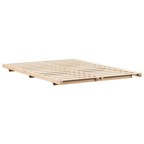 vidaXL Κρεβάτι δαπέδου Καφέ 160 x 210 cm Μασίφ ξύλο πεύκου