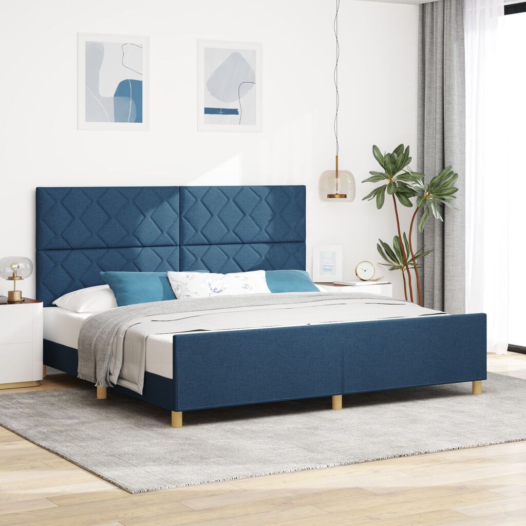 vidaXL Κρεβάτι Μπλε 200x200 εκ. Ύφασμα
