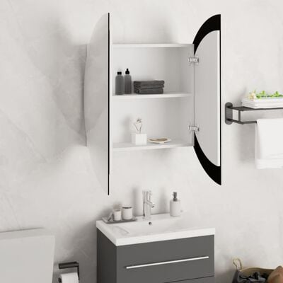 vidaXL Ντουλάπι Μπάνιου με Στρογγυλό Καθρέφτη&LED Λευκό 54x54x17,5 εκ.