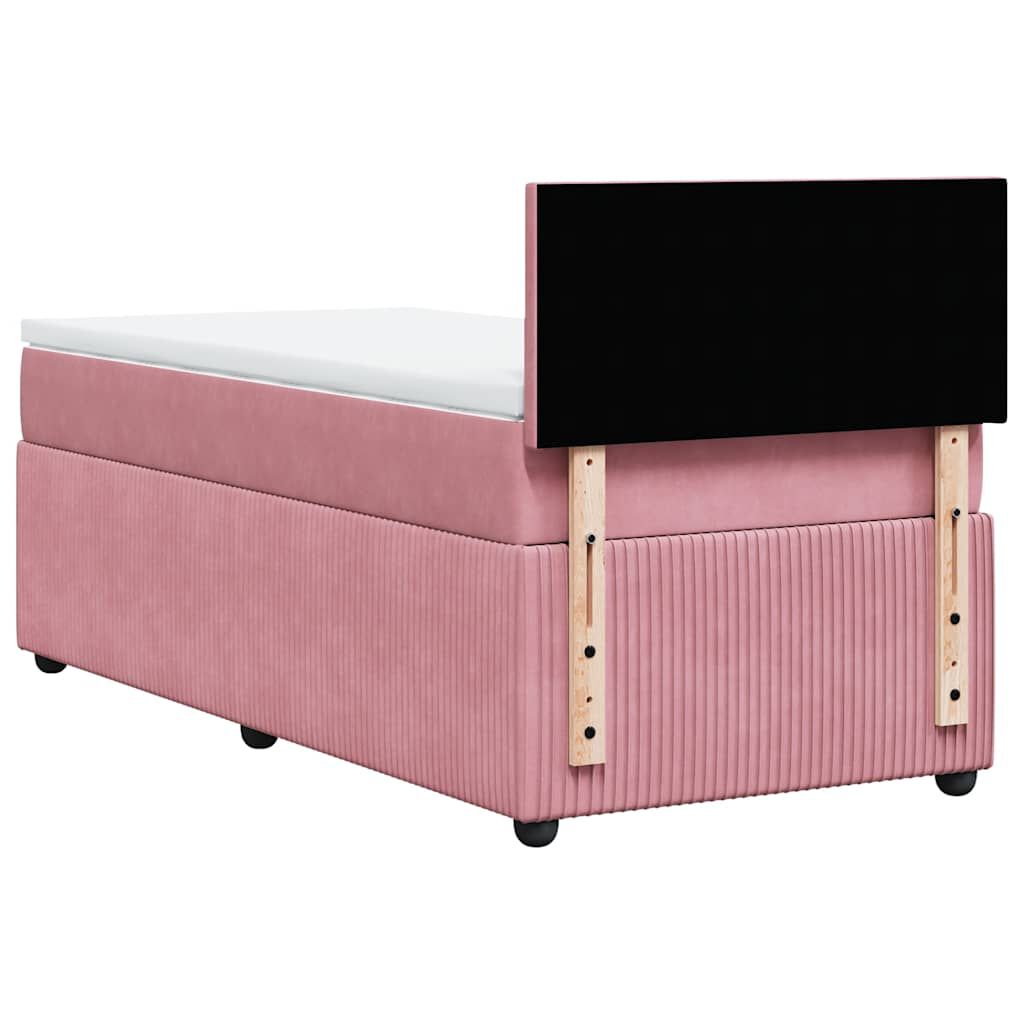 vidaXL Κρεβάτι Boxspring με Στρώμα Ροζ 90x190 εκ. Βελούδινο