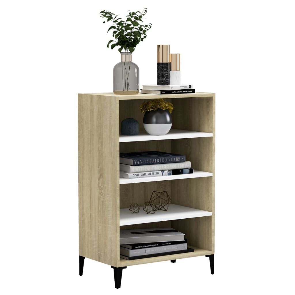 vidaXL Ραφιέρα Λευκό και Sonoma Δρυς 57 x 35 x 90 εκ. από Επεξ. Ξύλο