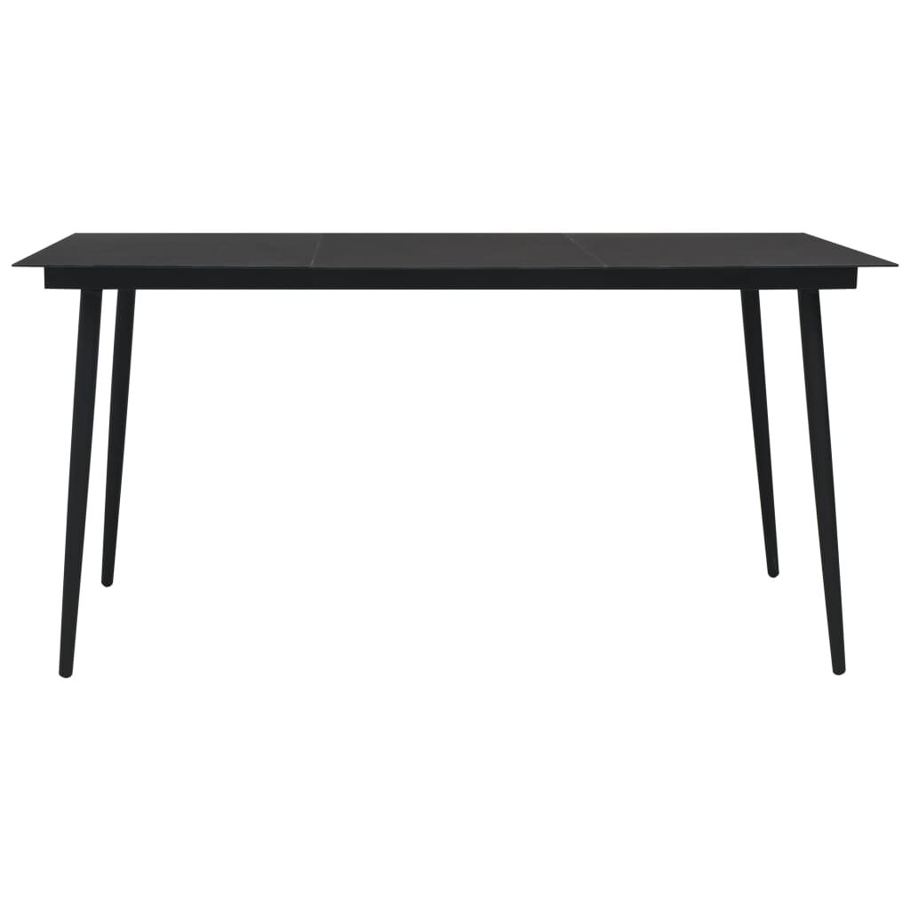 vidaXL Τραπεζαρία Κήπου Μαύρη 190 x 90 x 74 εκ. από Ατσάλι / Γυαλί