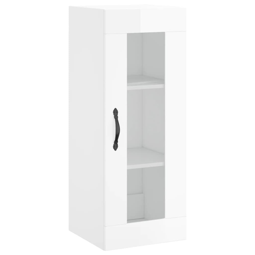 vidaXL Ντουλάπι Γυαλ. Λευκό 34,5 x 34 x 180 εκ. από Επεξεργασμένο Ξύλο
