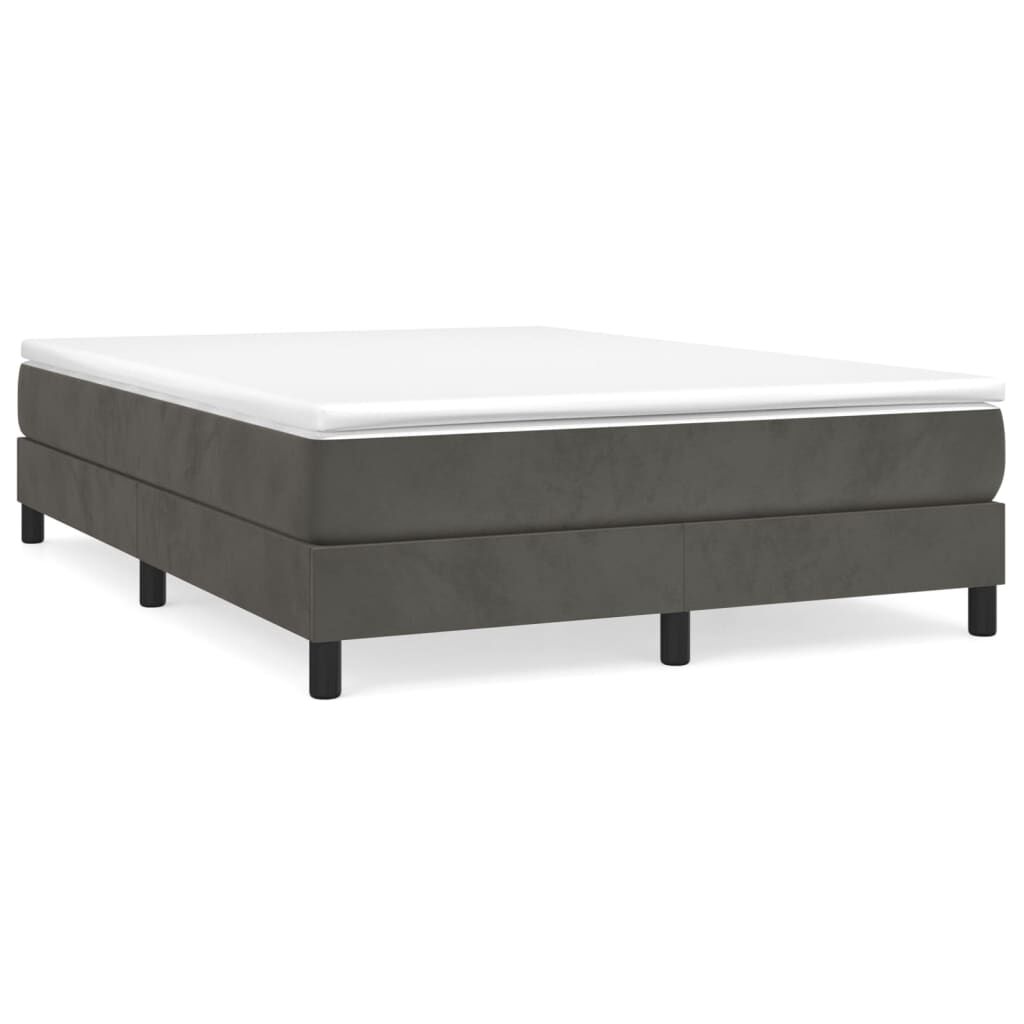 vidaXL Κρεβάτι Boxspring με Στρώμα Σκούρο Γκρι 140x200 εκ. Βελούδινο