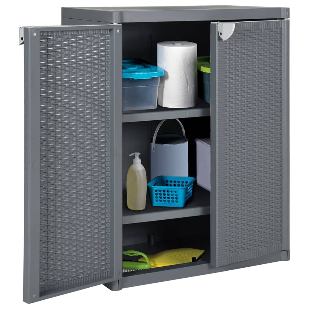 vidaXL Ντουλάπι Αποθήκευσης Κήπου Γκρι 65x45x88 εκ. από Ρατάν PP
