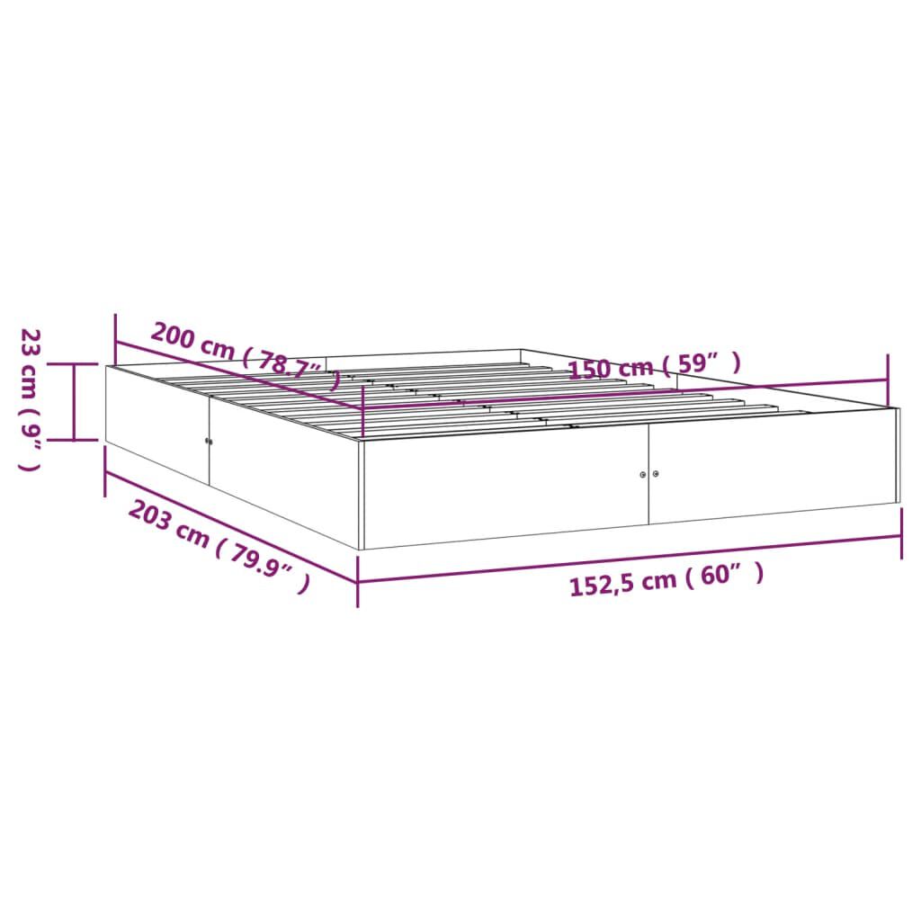 vidaXL Πλαίσιο Κρεβατιού 150 x 200 εκ. Μασίφ Ξύλο King Size