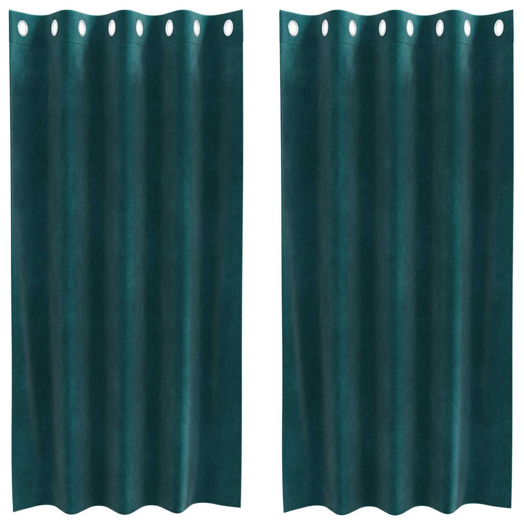 vidaXL Κουρτίνες 2 pcs Σκούρο Πράσινο 140 x 175 cm Βελούδο