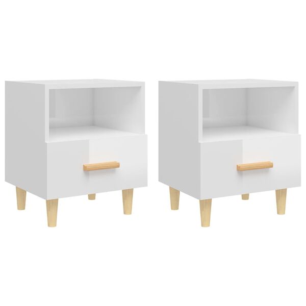 vidaXL Κομοδίνα 2 τεμ. Γυαλιστερό Λευκό 40 x 35 x 47 εκ.