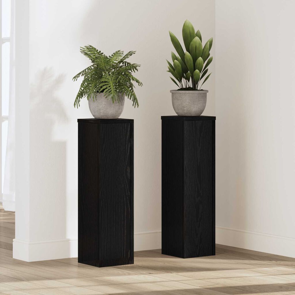 vidaXL Βάσεις Φυτών 2 τεμάχια Μαύρης Δρυός 17x17x60 εκ. Επεξεργασμένο Ξύλο