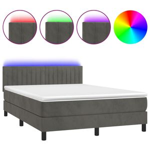 vidaXL &Kappa;&rho;&epsilon;&beta;ά&tau;&iota; Boxspring &mu;&epsilon; &Sigma;&tau;&rho;ώ&mu;&alpha; & LED &Sigma;&kappa;. &Gamma;&kappa;&rho;&iota; 140x190&epsilon;&kappa;. &Beta;&epsilon;&lambda;&omicron;ύ&delta;&iota;&nu;&omicron;