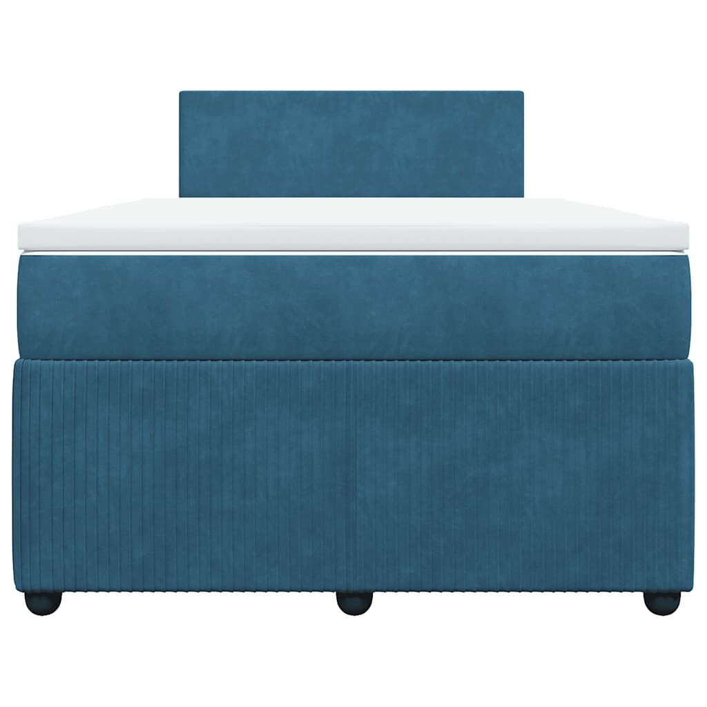 vidaXL Κρεβάτι Boxspring με Στρώμα Μπλε 120x190 εκ. Βελούδινο