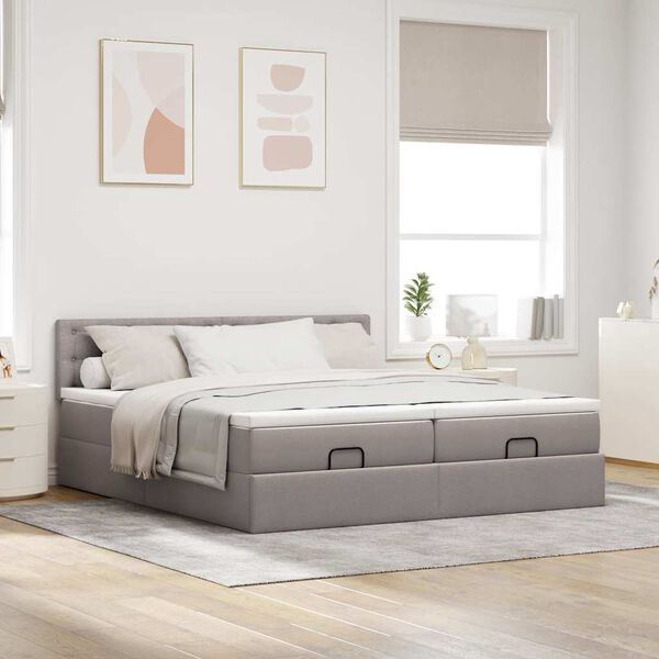 vidaXL &Omicron;&theta;&omega;&mu;&alpha;&nu;&iota;&kappa;ό &kappa;&rho;&epsilon;&beta;ά&tau;&iota; &mu;&epsilon; &sigma;&tau;&rho;ώ&mu;&alpha;&tau;&alpha; Taupe 160x200cm ύ&phi;&alpha;&sigma;&mu;&alpha;