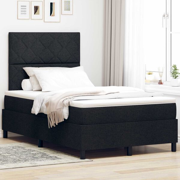 vidaXL Κρεβάτι με ελατήρια με στρώμα Μαύρο 120 x 200 cm ύφασμα