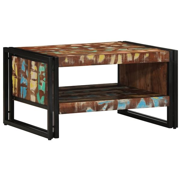 vidaXL Τραπεζάκι σαλονιού πολύχρωμο 70x50x38cm Ξύλο μασίφ αναγεννημένο