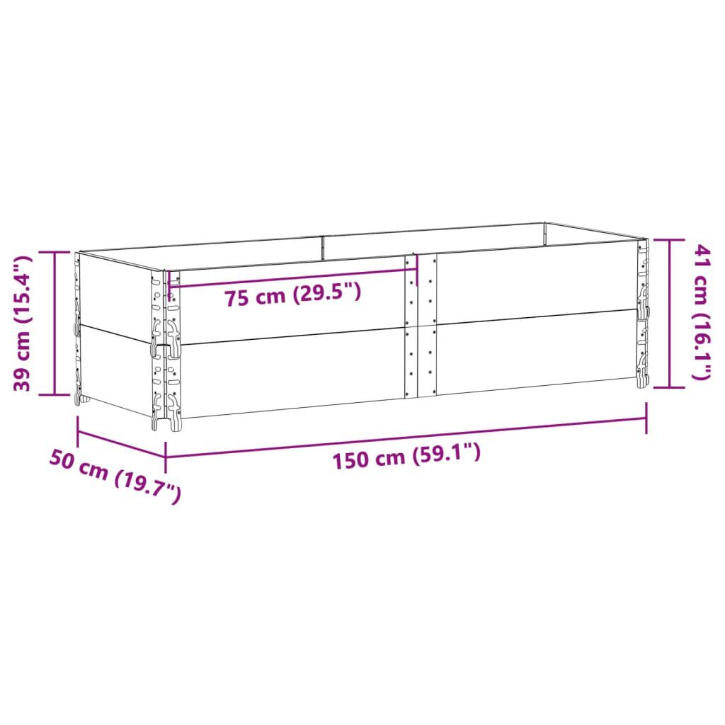 vidaXL Ζαρντινιέρα Κήπου Μαύρη 150x50 εκ. από Μασίφ Ξύλο Πεύκου