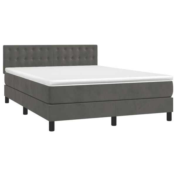 vidaXL &Kappa;&rho;&epsilon;&beta;ά&tau;&iota; Boxspring &mu;&epsilon; &Sigma;&tau;&rho;ώ&mu;&alpha; & LED &Sigma;&kappa;. &Gamma;&kappa;&rho;&iota; 140x190&epsilon;&kappa;. &Beta;&epsilon;&lambda;&omicron;ύ&delta;&iota;&nu;&omicron;