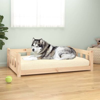 vidaXL Κρεβάτι Σκύλου 105,5 x 75,5 x 28 εκ. από Μασίφ Ξύλο Πεύκου