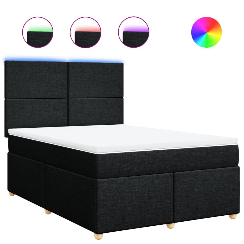 vidaXL Κρεβάτι Boxspring με Στρώμα Μαύρο 160x200 εκ. Υφασμάτινο