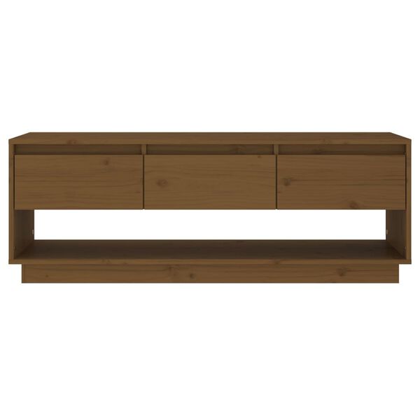 vidaXL Έπιπλο Τηλεόρασης Καφέ Μελί 110,5x34x40εκ από Μασίφ Ξύλο Πεύκου