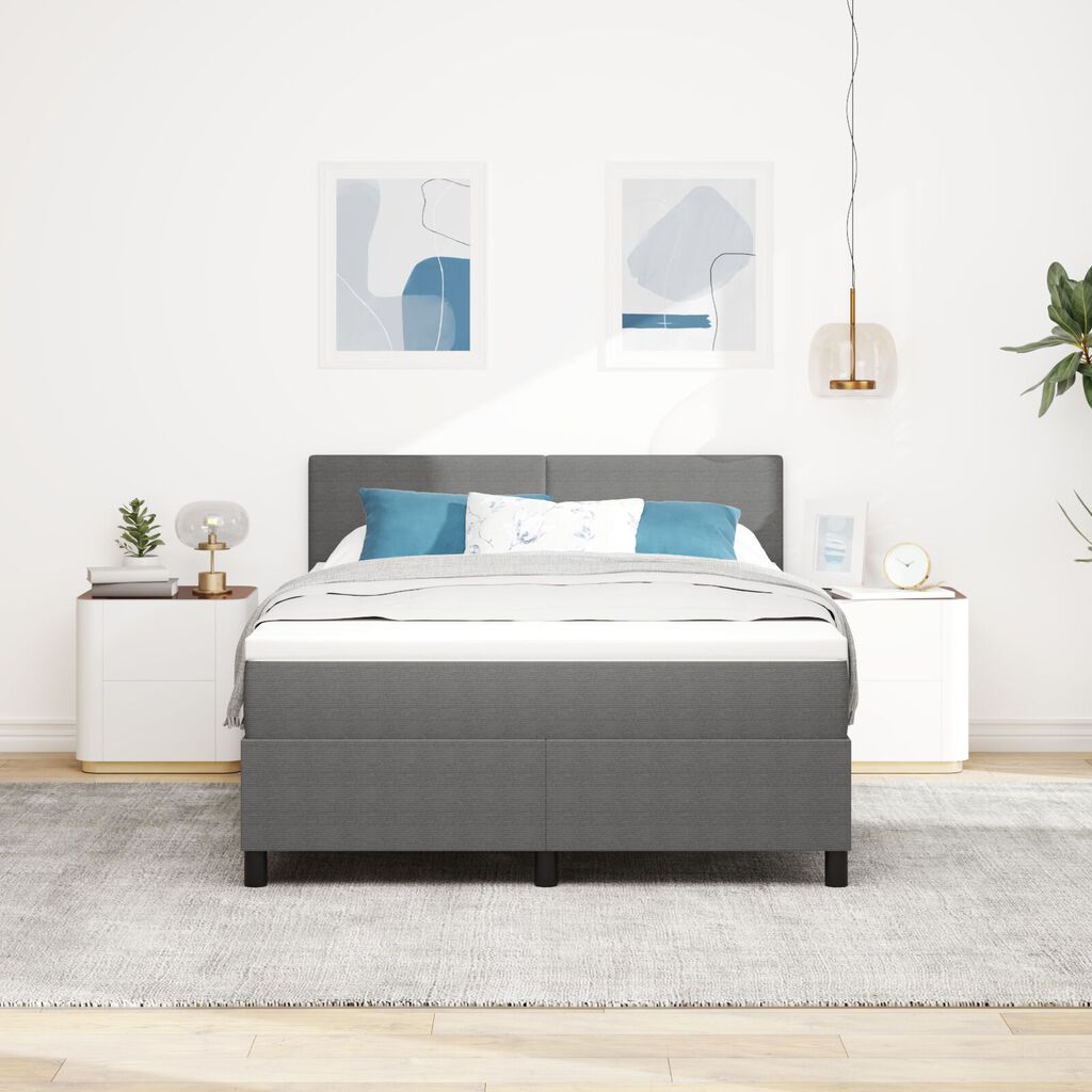 vidaXL Κρεβάτι Box Spring με Στρώμα Σαφρού Γκρι 140x200 εκ. Ύφασμα Κορντούρας