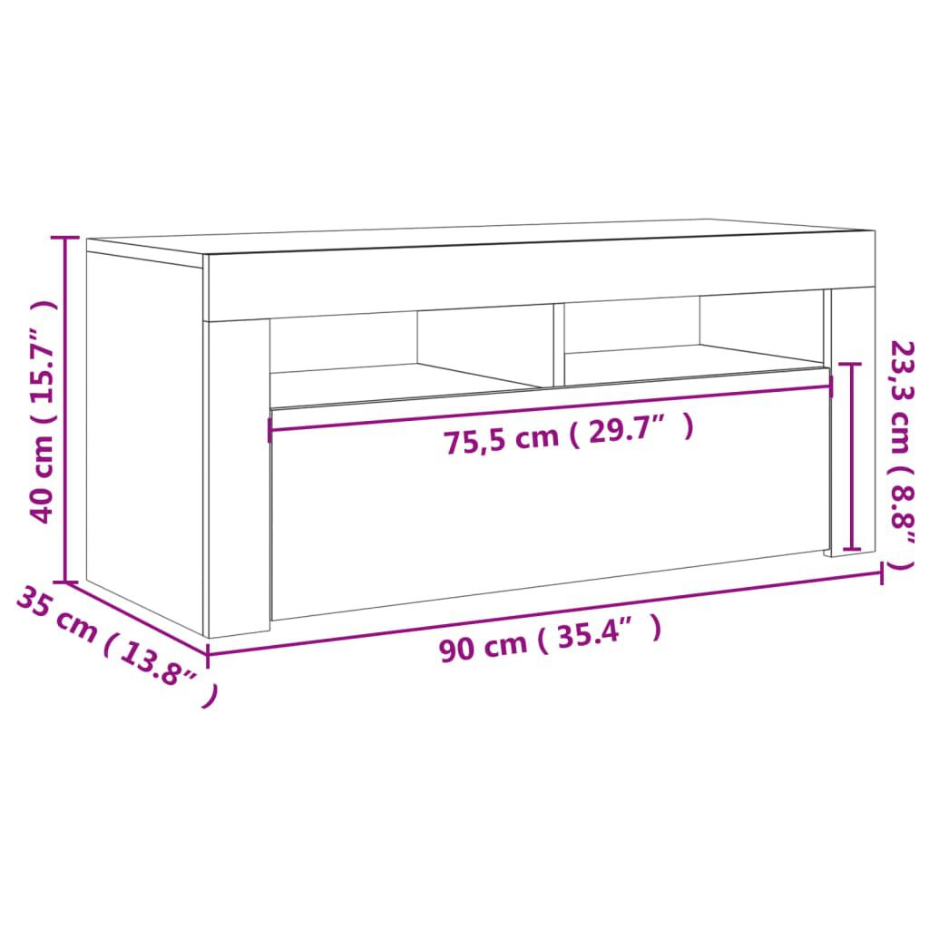 vidaXL Έπιπλο Τηλεόρασης με LED Γκρι Σκυροδέματος 90 x 35 x 40 εκ.